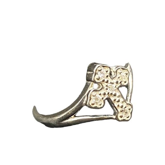 Sterling silver 925 rhinestone cross ring by Nevada Silver Mines size 8.5 adjust - Picture 9 of 9